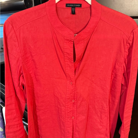 Eileen Fisher Women's Red Button-Up Top - Picture 1 of 4
